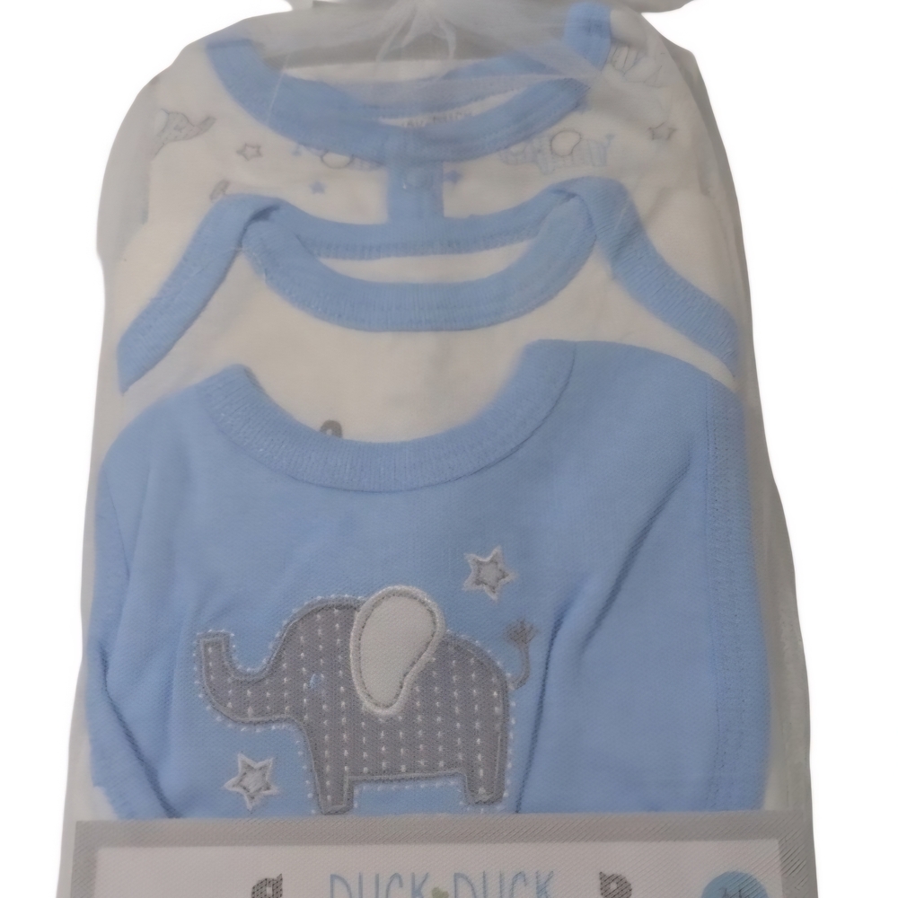 Duck Duck Baby Bodysuit Set - Blue and White